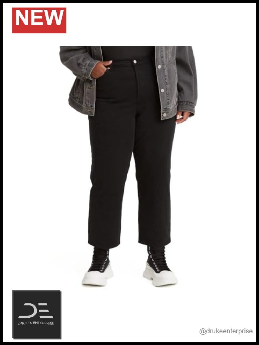 Premium Plus-size Wedgie Straight Leg Jeans High Rise Cotton